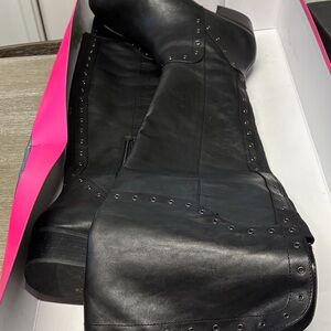 Black Leather  Vince Camino Knee-High Boots